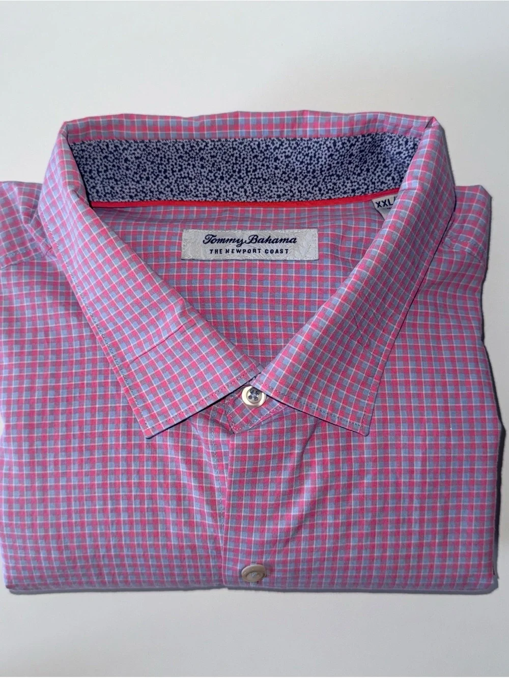 Tommy Bahama Newport Coast Button Down Shirt Men's XXL Red Blue Gingham